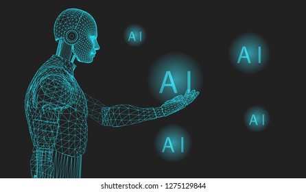 
AI technology robot background vector illustration