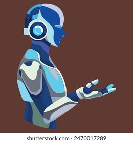 Robot de tecnología de inteligencia artificial cyborg de diseño de perfil