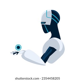Robot de tecnología IA icono futurista aislado