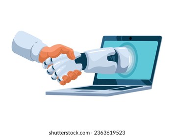 ai technology robot and man virtual handshake isolated