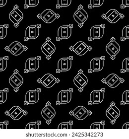 AI Technology in Smartphone vector Artificial Intelligence concept thin line dark seamless pattern