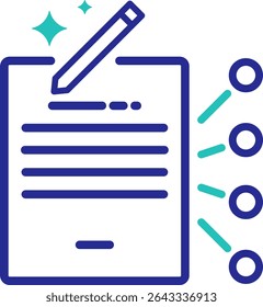 AI text generator icon with editable stroke and color. Stylized design representing artificial intelligence writing or content creation.	