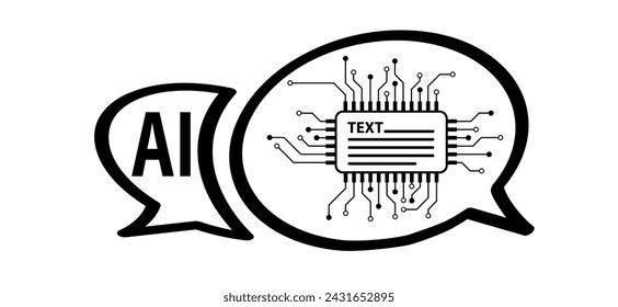 AI text or image generator. Artificial intelligence AI pictogram. Technology related to artificial intelligence, computers and systems that are intelligent, graphic of robot. Ai generated symbol. 