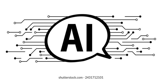 AI text or image generator. Artificial intelligence AI pictogram. Technology related to artificial intelligence, computers and systems that are intelligent, graphic of robot. Ai generated symbol. 