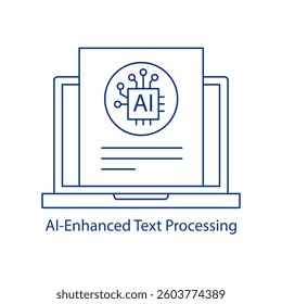  AI Text Processing Icon Smart Document Analysis NLP-Powered Editing Automated Refinement System Grammar Correction Technology Language Enhancement