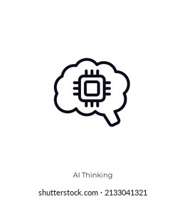 AI Thinking icon. Outline style icon design isolated on white background