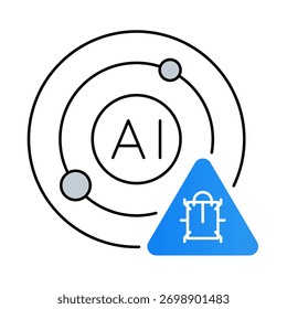 Detecção de ameaças de IA - Identificando e respondendo a ameaças à segurança cibernética com sistemas de detecção orientados por IA. Ícones de vetor.