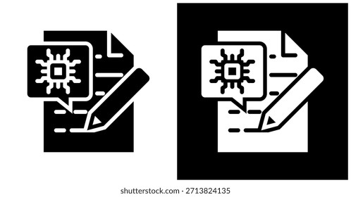 Icono De La Lista De Tareas Pendientes De Ai Fijado En Fondo Blanco Y Negro