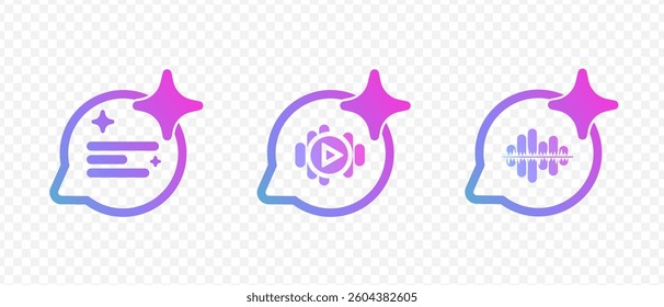 Ai tools. Ai assistant. Prompt generate. Generation Ai video and music. Logo or icon Artificial intelligence. Neural network for video and music creation.	