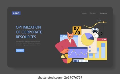 AI tools for mid-sized managers enhance resource optimization. Visual representation of analytics, business insights, and decision-making aids in strategic management. Vector illustration.