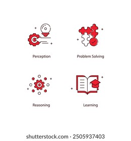 AI Tools and Technologies Icon Set artificial intelligence, machine learning, neural, deep learning, data processing