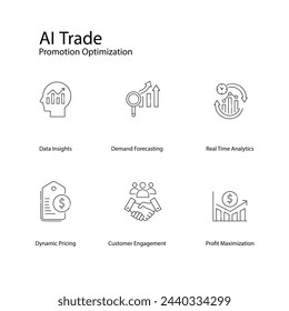 AI Trade Promotion Optimization Vector Icons Boosting Sales Strategies