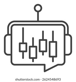 AI Trading Bot with Candlestick Chart vector concept thin line icon or symbol