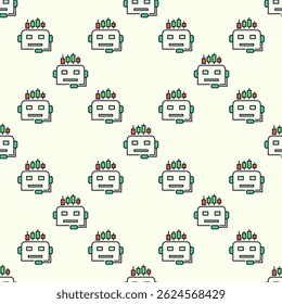 AI Trading Bot Head vector concept colored seamless pattern