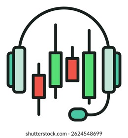 AI Trading Bot Support oder Chatbot Vektorkonzept farbiges Symbol oder Design-Element
