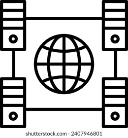 AI Training server for Machine Learning concept, AIaaS vector line icon design, predictive modeling or adaptive control symbol, artificial intelligence sign, neural circuit illustration