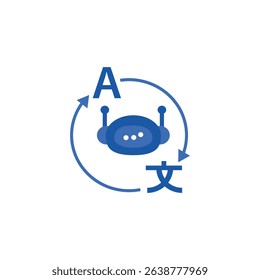 AI Translator Robot Assistant Blue Technology Vector Illustration