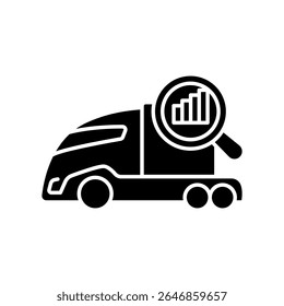 Ícone plano preto de previsão de transporte AI para projetos digitais e impressos.  Ícones mínimos de limpeza para aplicativos e sites. Ícones simples modernos para UI UX e branding