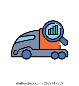 Ícone plano de cor de previsão de transporte AI para projetos digitais e de impressão.  Ícones mínimos de limpeza para aplicativos e sites. Ícones simples modernos para UI UX e branding