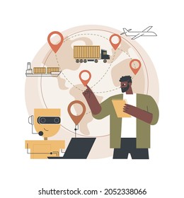 AI in travel and transportation abstract concept vector illustration. Artificial intelligence in transportation, AI travel recommendations, smart booking, real-time tracking abstract metaphor.