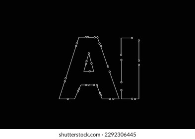 ai typography icon,artificial intelligence technology alphabet,ai network style text,Ai alphabet letter,Ai Text,