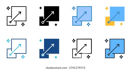 AI Upscaling icons set multiple style collection. Editable stroke 
