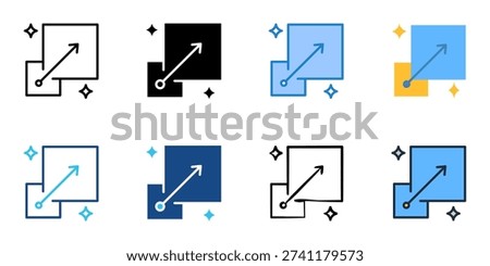AI Upscaling icons set multiple style collection. Editable stroke 
