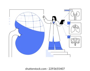 Uso de IA en la ilustración de vector conceptual abstracta de la asistencia sanitaria. IA en salud, inteligencia artificial en la industria de medicamentos, sistema de diagnóstico automático, medicina de la metáfora abstracta futura.