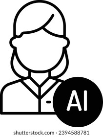 Ai user solid glyph vector illustration