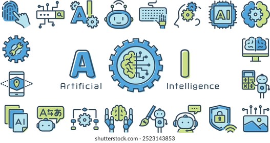 AI vector colorful icon frame on white background.