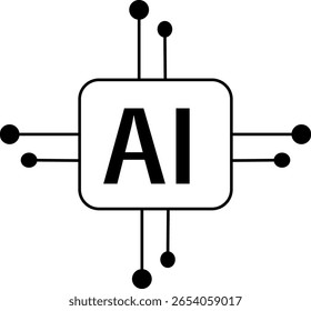 AI-Vektorsymbol, AI-Kernchip mit digitalen Verbindungen