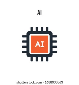 AI vector icon on white background. Red and black colored AI icon. Simple element illustration sign symbol EPS