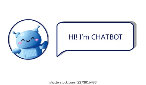 AI vector illustration. Helper chatbot. Online assistant chat bot. Vector robot says рello bubble text