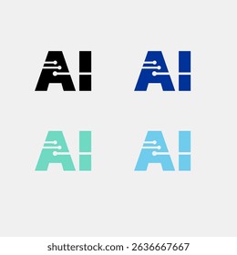 AI vector logo with connecting strokes in different colors.