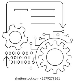 AI Vectorization icon. Simple outline monochrome black vector pictogram with thin lines on a transparent background. Line thickness is editable