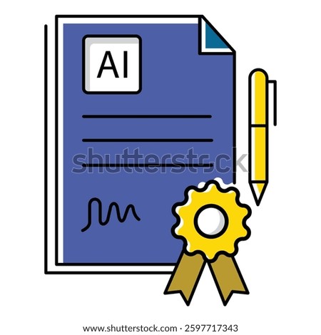 AI Verified Certificate and Digital Award Vector Icon design