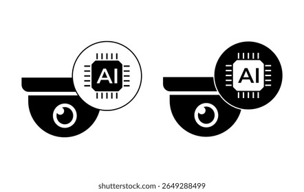 Ai video camera icon. Video Camera with AI artificial intelligence