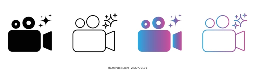 VIDEO Video Icono de la cámara AI que representa la tecnología de grabación, generación y multimedia inteligente impulsada por inteligencia artificial. Ilustración vectorial moderna.