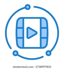 Ai Video Editing Icon With Blue Color For Artificial Intelligence and AI Technology