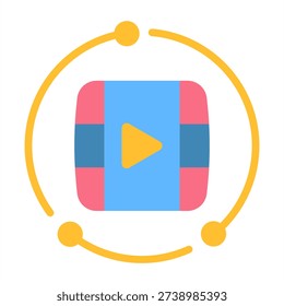 Ai Video Editing Icon - Flat Color Icons For Artificial Intelligence and AI Technology