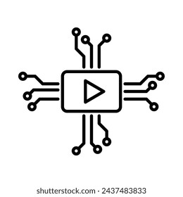 Ai video icon. Outline style. Vector. Isolate on white background.