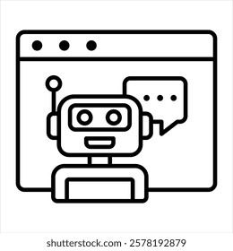 Ai Virtual Assistant Outline Icon Vector Illustration
