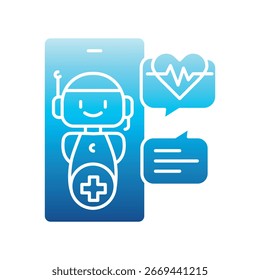 AI Virtual Medical Assistant ícone de cor plana para projetos digitais e de impressão.  Ícones mínimos de limpeza para aplicativos e sites. Ícones simples modernos para UI UX e branding