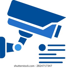 AI vision CCTV security camera icon with smart surveillance lens, automated monitoring system. High quality editable vector icon in clean flat blue style, perfect for technology websites, mobile apps, presentation slides, infographics, and corporate graphic designs.