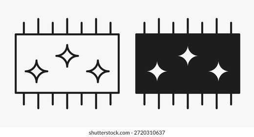 Icono de chip de visión artificial que representa la visión por computadora, el reconocimiento de Imagen, los sensores inteligentes y la tecnología de hardware de inteligencia artificial.