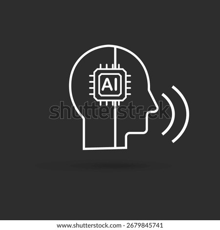 AI Voice Assistant Icon in black and white background for Virtual Interaction and Chatbot Technology, vector illustration