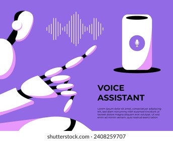 AI Voice Assistant. Robot with Artificial intelligence. Flat vector illustration.