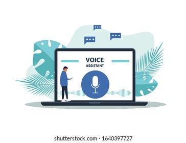 AI, Voice Assistant, Speech Driven Modern User Interface, Business Networks Concept Design.