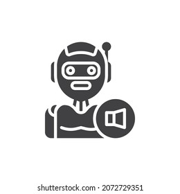 Ai Voice Assistant Vektorsymbol. volles Flachzeichen für mobiles Konzept und Webdesign. Roboter mit Mikrofon-Glyphsymbol. Symbol, Logo-Abbildung. Vektorgrafik