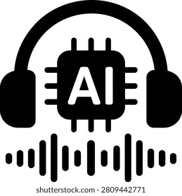 AI voice generation icon with speech synthesis and audio technology